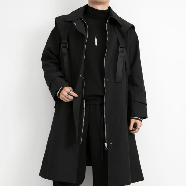 Fashion Department Men's Long Windbreaker Over the Knee Heavy Craft Coat